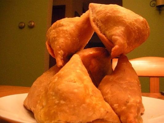 stacking samosas