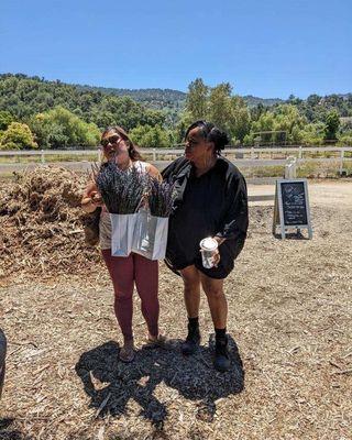 Just carrying our lavender and being caught off guard by Guillame!  A very beautiful day