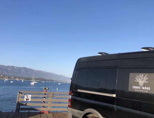 Van parked on Stearns Wharf