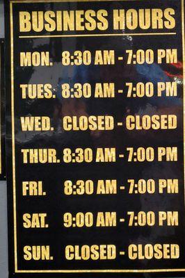 New business hours