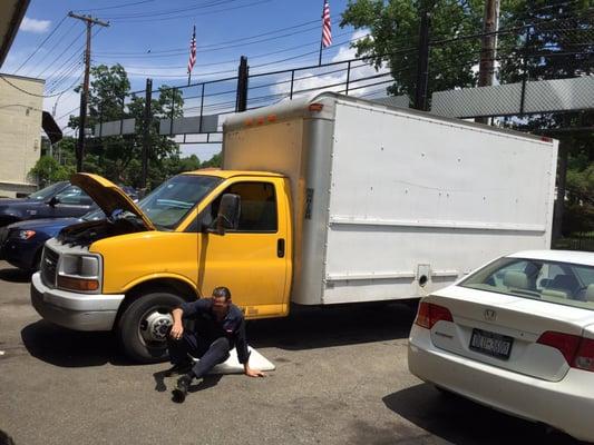 Outside franks garage cause truck won't fit. Getting that oil change!