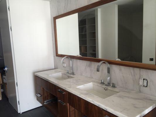 WHITE MARBLE VANITY TOP ,WITH UNDERMOUNT SINKS