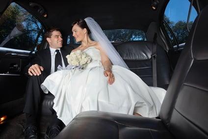 Newly Weds in a Limousine in Van Nuys CA