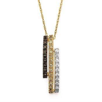 Black, Champagne & White Diamond Bar Necklace