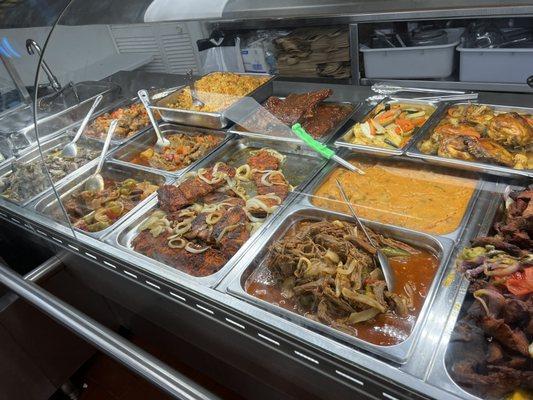 Cafeteria displays food