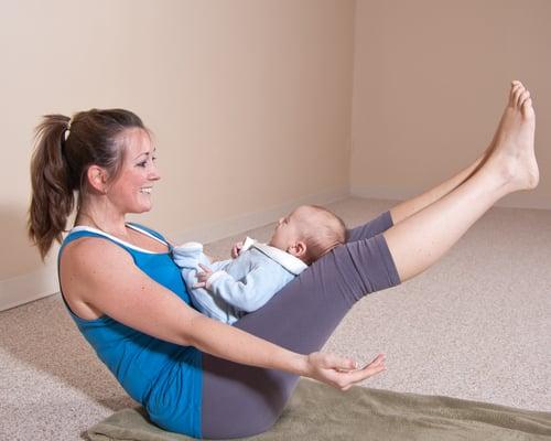 Yoga Moms Postnatal Yoga assists you in reclaiming your body following birth and you can bring your infant with you to class.