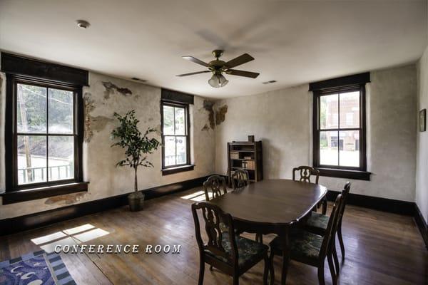 Our conference room in the historic Junction building in downtown Black Mountain, NC - Wordalot Web Design.