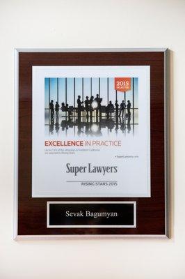 Awarded Super Lawyers Excellence in Practice in 2015