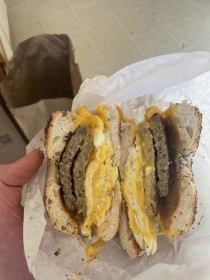 Sausage, egg, and cheese sandwich