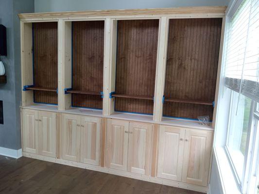 Solid pine bookcases with doors. Custom sizes available from www.BookcasesPlus,com