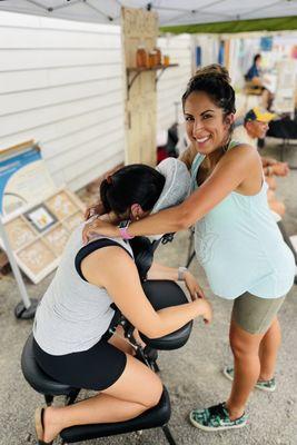 Chair massage at newberg Wednesday market