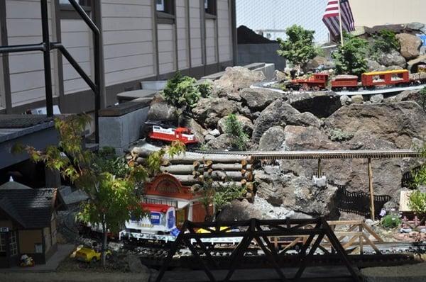 The G & O Scale Model Railroad Garden layout, behind the Depot.