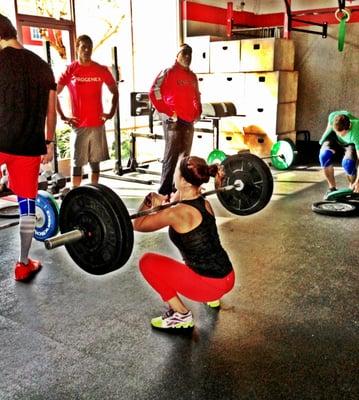 Danielle working on her front squat during Olympic Lifting class