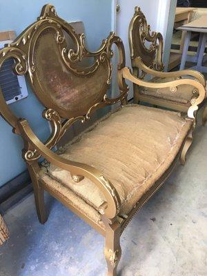 Antique 1800 Love Seat , Refinishing