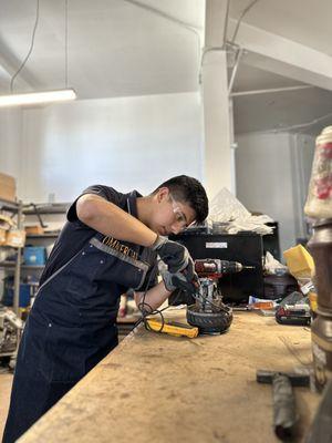 Our technician running some tests on a motor