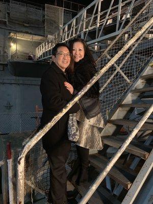 The carrier is heated inside, but it's cold outside on the flight deck.