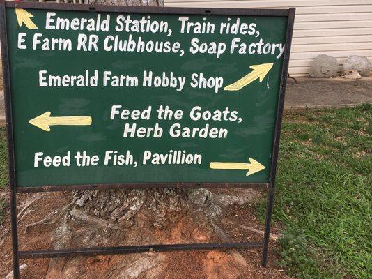 Directions to the different parts of the farm