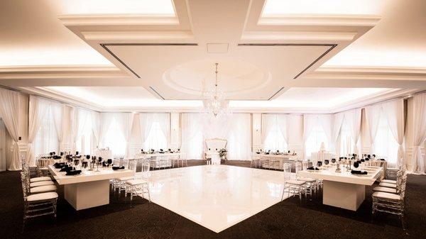 White Seamless Dancefloor and Full Venue draping