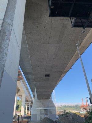 Smooth underbelly portion of the Spokane Street Bridge.