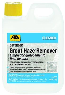 Deterdek, Eliminates grout haze, efflorescence, lime deposits and hard water stains. ... Safe on acid resistant stone, porcelain, ceramic.