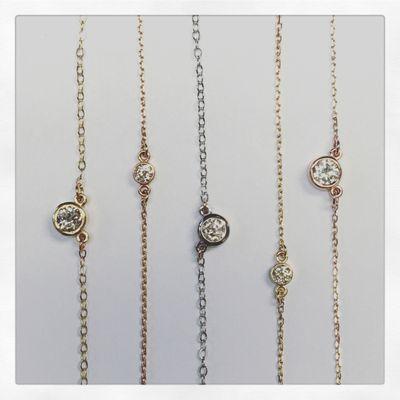 Custom made bezel set diamond necklaces and bracelets!