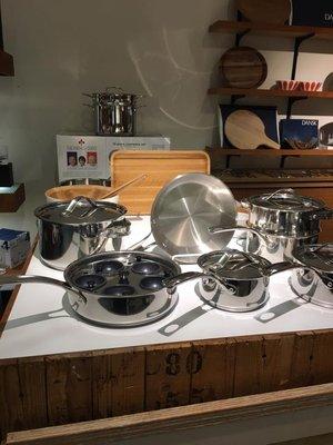 Stainless steel; pots and pans.