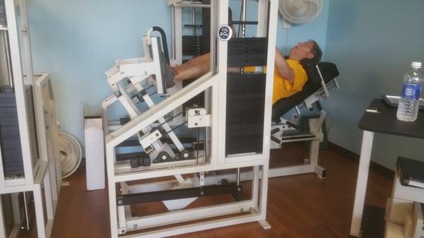 Client Jerry Benford performing a very effective set of Super Slow Leg Press