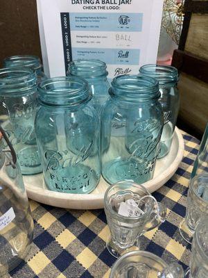 Vintage blue Ball jars