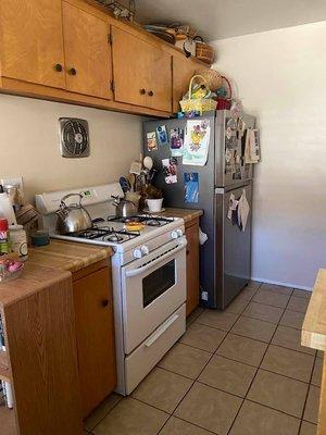 Stove is fairly new good counter space. Newer apartments have updated countertops.