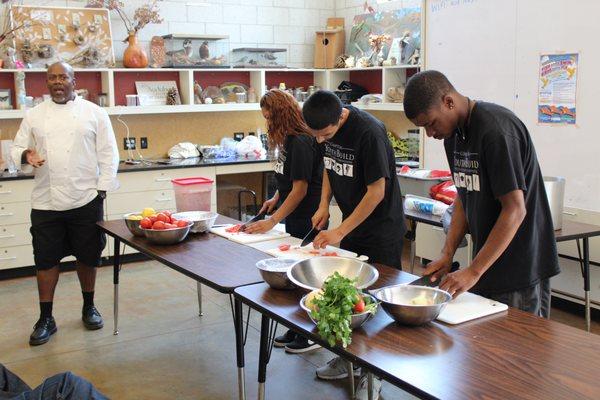 Culinary arts students with Chef Orlando