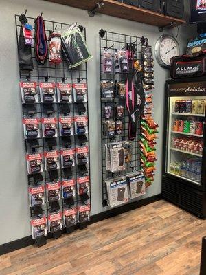 Large selection of Versa Gripps and lifting straps. Also sell energy drinks and protein shakes