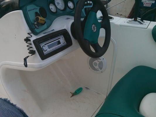 CD player in boat.