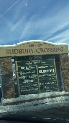 Sudbury Crossing -- 435-437 Boston Post Road / Route 20, Sudbury         Sign