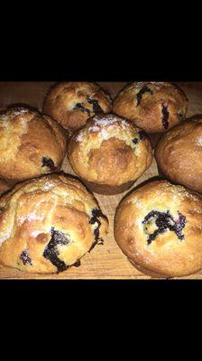 Hot delicious Blueberry muffins. Come and get 'em.