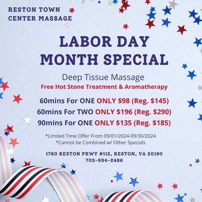 Labor Day Month Special