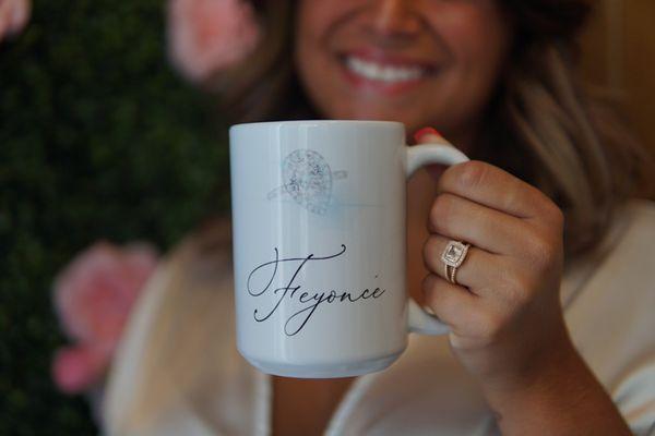 We make customized mugs to match your exact ring!