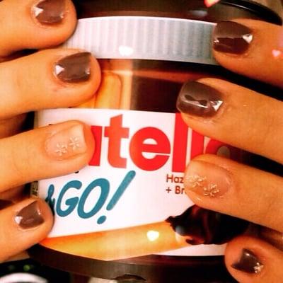 Ahhh loving my nails done by joy nails and of coarse my Nutella to go