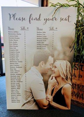 Wedding seat chart