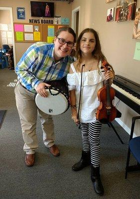 Ms. Jen teaches violin lessons!