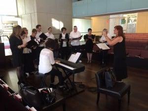 Congregation Beth El's Choir rehearses to sing at the Fourth Friday Shabbat Shirenu Musical Service.