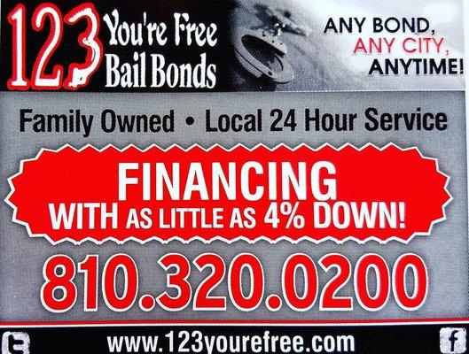 123 You're Free Bail Bonds is dedicated to customer service. We WILL find a way to get your loved one back home.