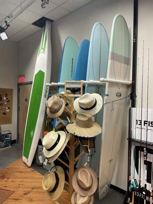 Small selection of paddle boards for sale.