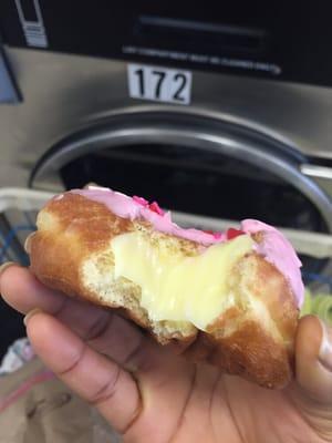 Dunkin Donut Heart with Bavarian Cream. Long wait but this donut was super soft and fresh