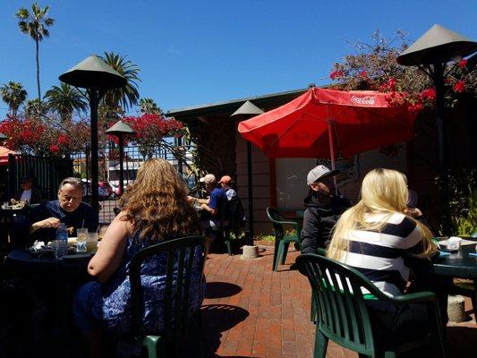 Enjoying lunch on the patio