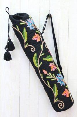 EMBROIDERED BOTANICAL YOGA BAG