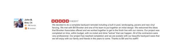 Brooker Associates is proud of our Client reviews and believe all of them should be visible.