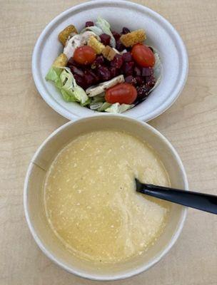 Lobster bisque soup & salad (by weight). Yummy!