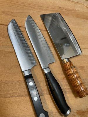 Chinese cleaver and santoku knives