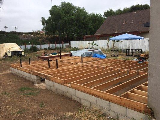 Room Addition in Carlsbad Village Drive  Foundation and subfloor stage