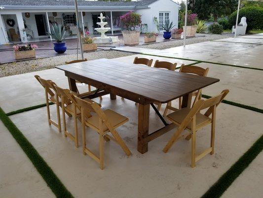 Farm tables combine with Wood resin Chairs!!